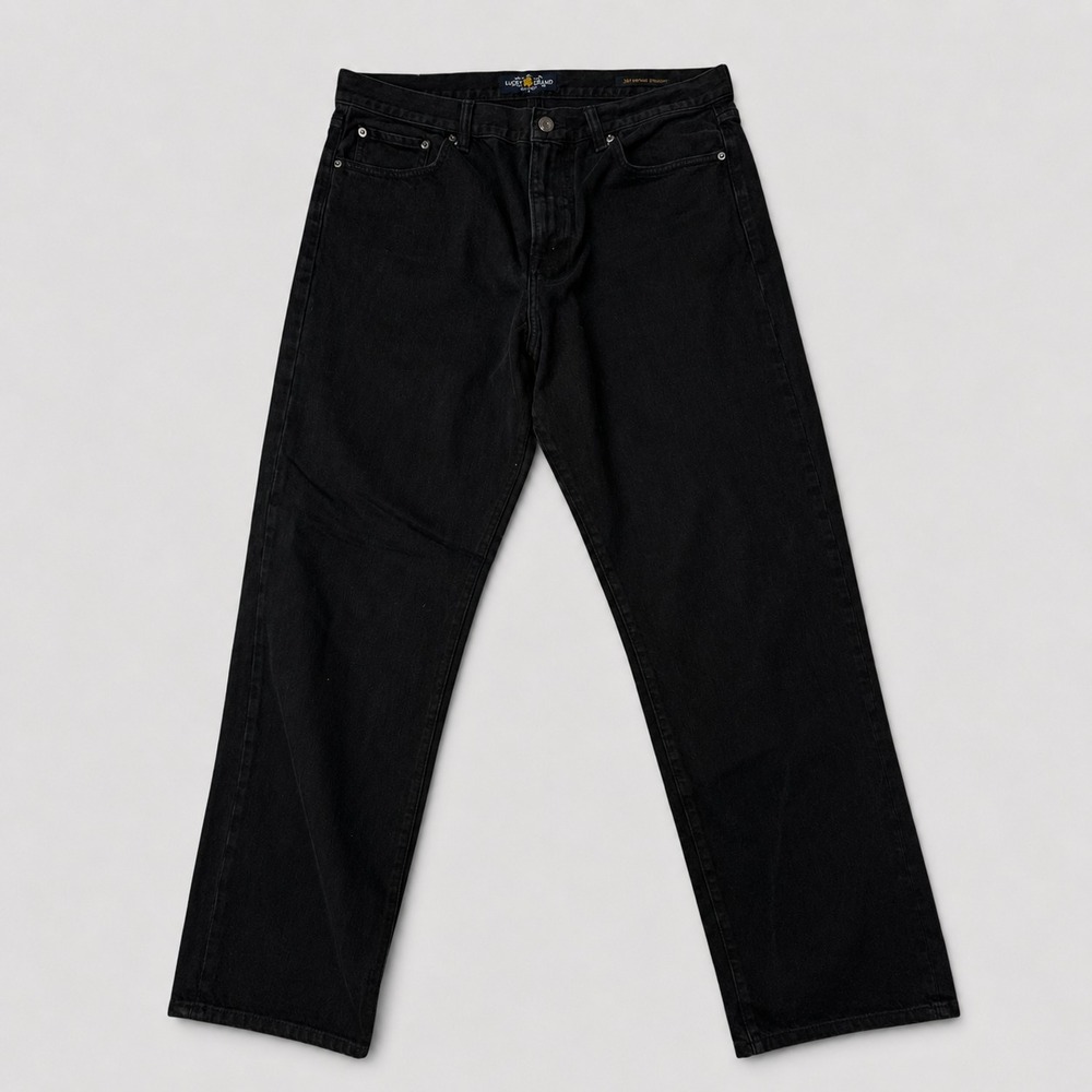 Lucky Brand 329 Classic Straight Jeans Mens 40x32 Black Stretch Denim